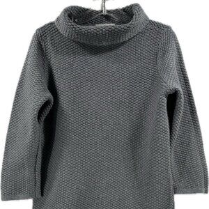 Loft Women's Petite Pullover Sweater Gray 3/4 Sleeves Turtleneck Size Small